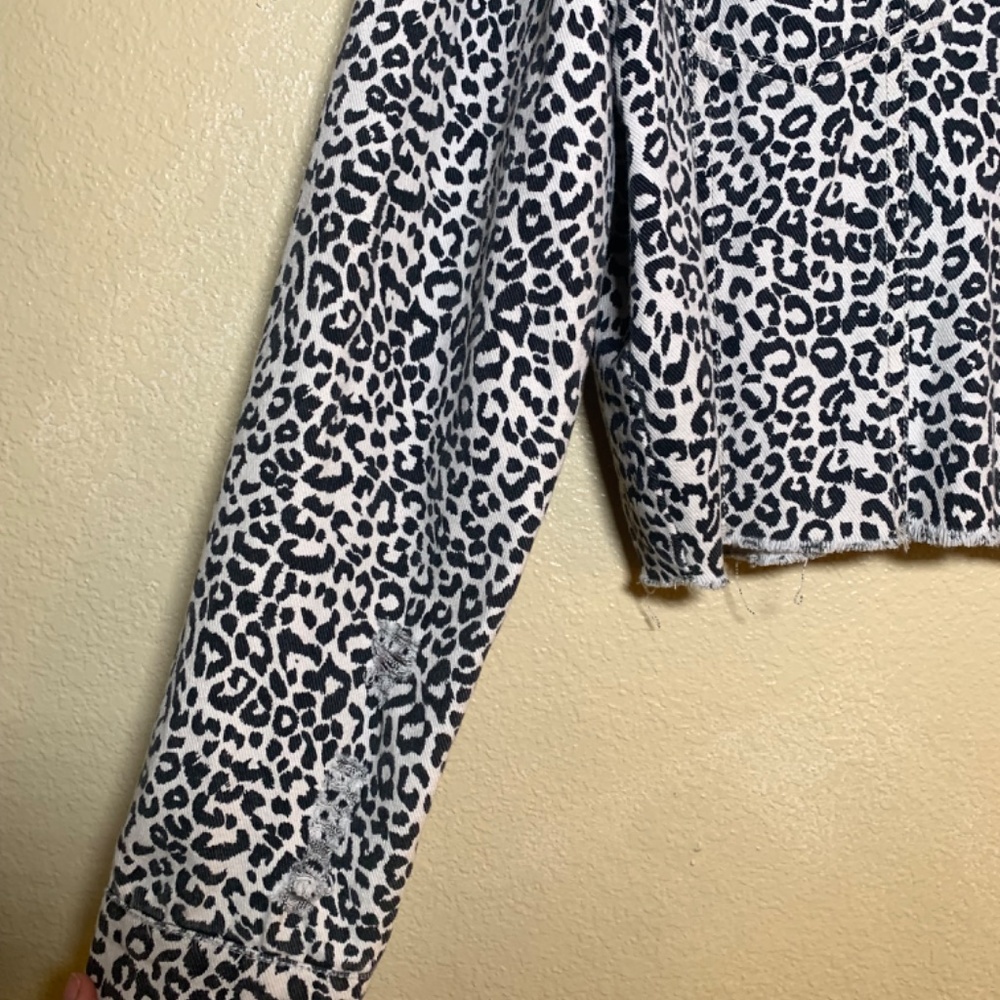 Distressed Leopard Print Cropped Jacket - image 2